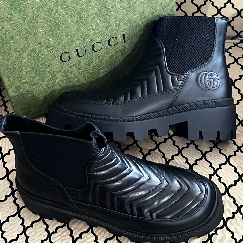 GUCCI Nappa Matelasse Frances Chelsea Boots size 40